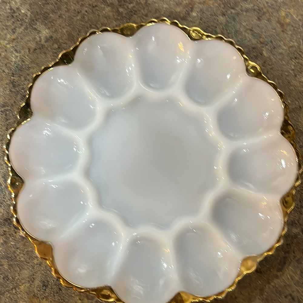 Vintage Anchor Hocking Milkglass Deviled Egg Plate